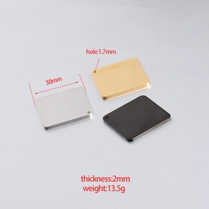 Set of 30mm mirror polished stainless steel square calendar tags in silver, gold and black