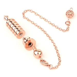 Rose gold spiral metal healing pendant with detachable threaded parts and chain