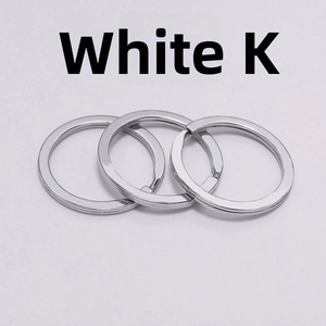 Close-up of three polished silver flat key rings in 25-30mm size for DIY accessories