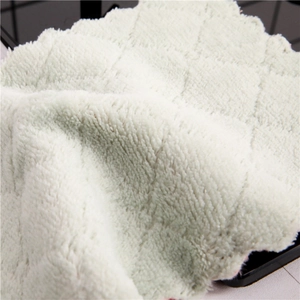 Thick diamond-patterned white kitchen dishcloth with soft plush texture for cleaning
