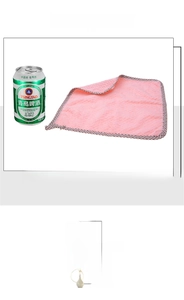 Detail view of pink coral velvet kitchen cloth with decorative checkered piping edge