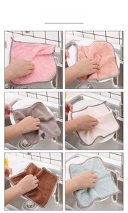 Six colors of thickened pineapple texture microfiber cleaning cloths for kitchen use