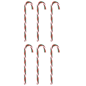 Set of 6 red, green and white spiral striped candy cane Christmas tree hanging ornaments