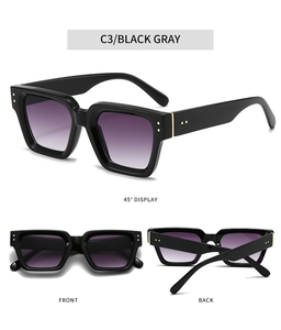 Square thick frame sunglasses with gradient lenses shown in multi-angle studio display