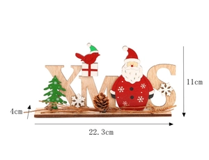 Detailed dimensions of the wooden XMAS tabletop ornament with Santa and pine cone detail