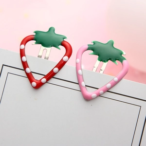 Cute strawberry fruit hair clips set with colorful enamel finish for girls and kids