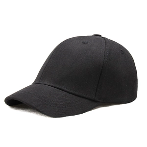 Casquette de baseball unisexe noire classique avec visière courte et design à 6 panneaux