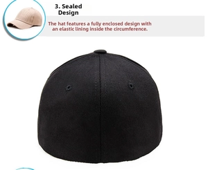 Détail de la casquette de baseball fermée avec doublure élastique et tissu en coton