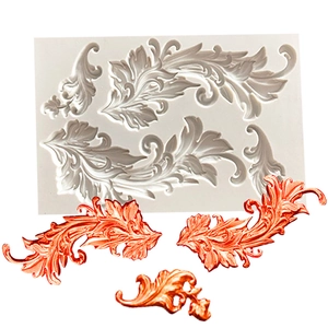 Moulage en silicone détaillé pour reliefs baroques et décorations de gâteaux vintage