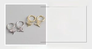 Detailed view of S925 sterling silver dragonfly earrings with size and weight metrics
