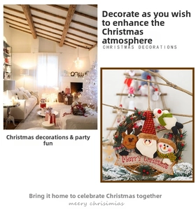 Detailed view of handmade rattan Christmas wreath with 3D reindeer and Santa dolls