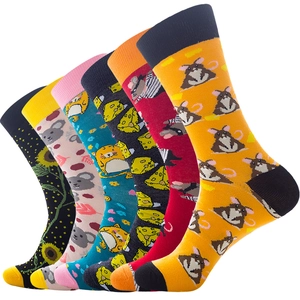 Novelty Cartoon Animal Pattern Crew Socks Cotton Blend Fun Harajuku Style For Men Women