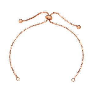 Base per bracciale regolabile in oro rosa con chiusura a scorrimento e anelli aperti