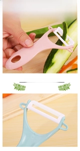 Kitchen ceramic peeler with ergonomic handle and bud remover for potato and fruit peeling