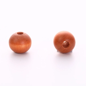 Spherical dark brown wooden beads with smooth finish and central hole for DIY jewelry