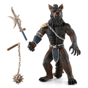 Werewolf Warrior Action Figure Solid Plastic Simulation Model Mythical Creature Fantasy Collectible With Halberd Flail