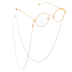 Handmade gold eyewear chain with crystal beads and non-slip loops for sunglasses