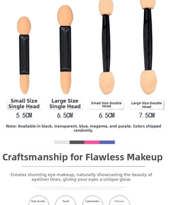 Detail view of double-ended sponge eyeshadow applicators in various sizes and tip shapes