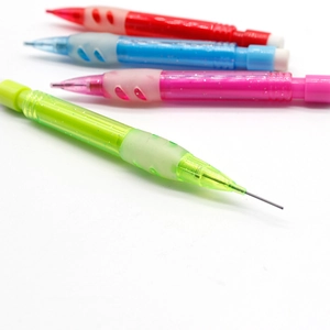 Mini retractable 0.7mm mechanical pencil set with colorful non-slip rubber grips