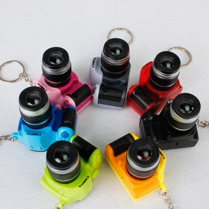 Mini SLR Camera Keychain With LED Light And Sound Effects Portable Plastic Keyring For Bag Pendant Charm Accessory