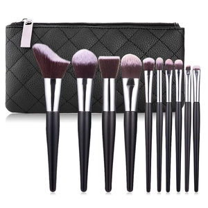 Professional Makeup Brushes With Wood Handle And Quilted PU Storage Bag For Foundation Eyeshadow Powder Multi-Functional