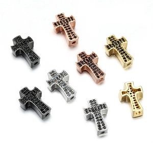 Punk-Stil Kreuz-Charms mit Zirkonia in vier Metallfarben für DIY-Schmuckherstellung