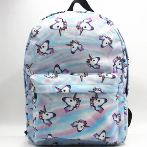Zaino con stampa unicorno 3D e sfumatura tie-dye rosa e viola per scuola e viaggio