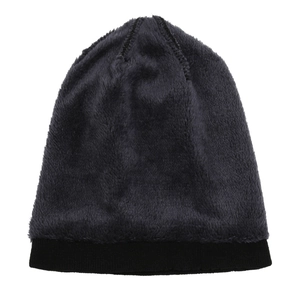 Winter thermal knit beanie for women with thick fleece lining and black ribbed edge