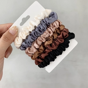 Satin Scrunchies Elegant Satin Texture Hair Ties Elastic Ponytail Holders Solid Colors Pleated French Style For Women