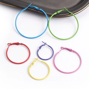 Colorful 6-pair set of punk style hoop earrings in various sizes and vibrant finishes
