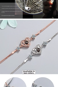 Detailed projection heart necklace in rose gold and silver with shimmering stones