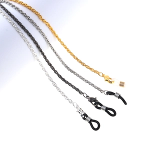 Metallic twisted eyeglass chains in four colors with adjustable rubber loop connectors