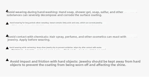 Detailed jewelry care guide for gold-plated rings showing maintenance and cleaning tips