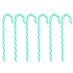 Set of 6 green and white acrylic candy cane ornaments for Christmas tree decoration