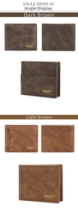 Front and side angles of a men's vintage brown leather bifold wallet with card slots
