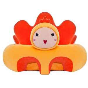 Cartoon chicken plush infant seat for learning to sit, soft orange and yellow baby sofa