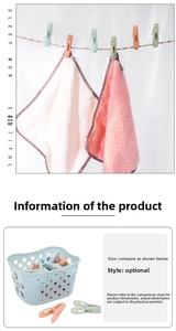 Pinces à linge couleur macaron dans leur panier montrant l'usage sur une serviette