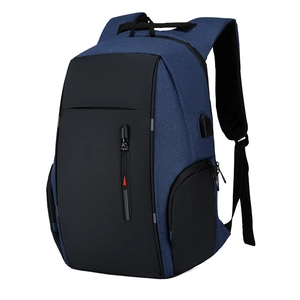 Zaino porta PC business blu e nero con porta di ricarica USB e design multi-scomparto