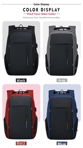 Zaino per laptop da ufficio in quattro colori: nero, grigio, rosso e blu con porta USB