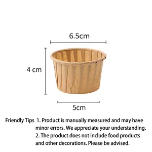 Brown rolled edge muffin liners with dimensions 6.5x4x5cm for cupcake baking