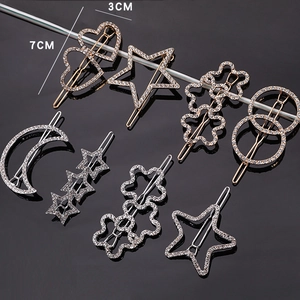 Shiny Rhinestone Alloy Hair Clips Star Moon Heart Geometric Snap Barrettes Fashion Hair Accessories For Women Girls