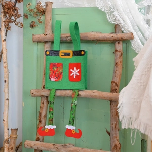 Christmas Gift Bag Elf Pants Design Felt Hanging Decor For Party Home Mall Festive Atmosphere Ornament Pouch
