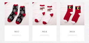 Detailed view of thick Christmas coral fleece socks with reindeer and snowflake patterns