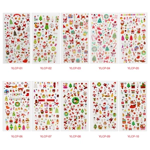 Christmas Stickers PVC Transparent Bronzing Gold Foil DIY Cartoon Festive Decor For Gift Scrapbook Kids Reward Stationery