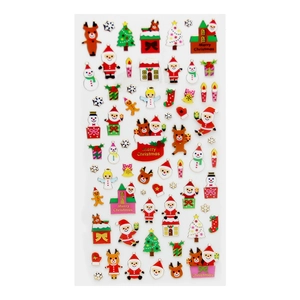 Holiday Christmas stickers set with Santa, reindeer and tree patterns for DIY gift decor