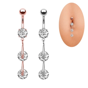 Belly Button Ring Navel Piercing Jewelry Copper Stainless Steel Round Cubic Zirconia Dangle Elegant Sparkly Body Jewelry