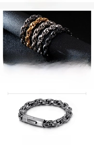 Detailed size specifications for a 9mm wide stainless steel double link chain bracelet