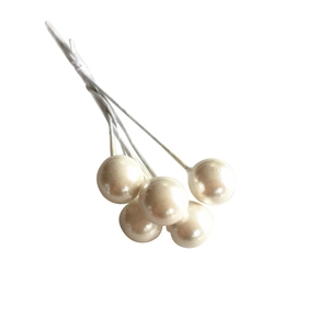 Champagne pearl berry sprigs with wire stems for DIY Christmas tree decor and home crafts
