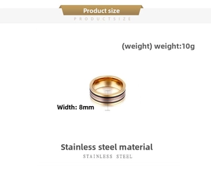Detail specifications of 8mm tricolor stainless steel ring weighing 10g for unisex