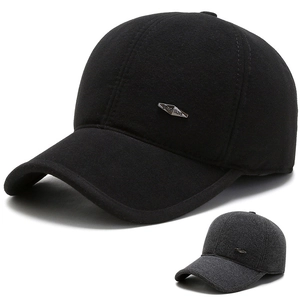 Men Winter Baseball Cap Warm Woolen Fabric With Ear Protection Adjustable Outdoor Cold Weather Sports Dad Grandpa